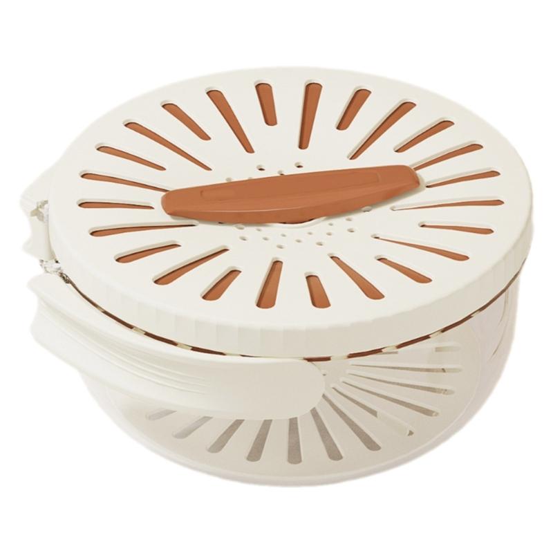Vegetable Fruit Washing Basket Double-Layer Kitchen Colander Plastic Foldable Handle Rice Strainer Fridge Crisper