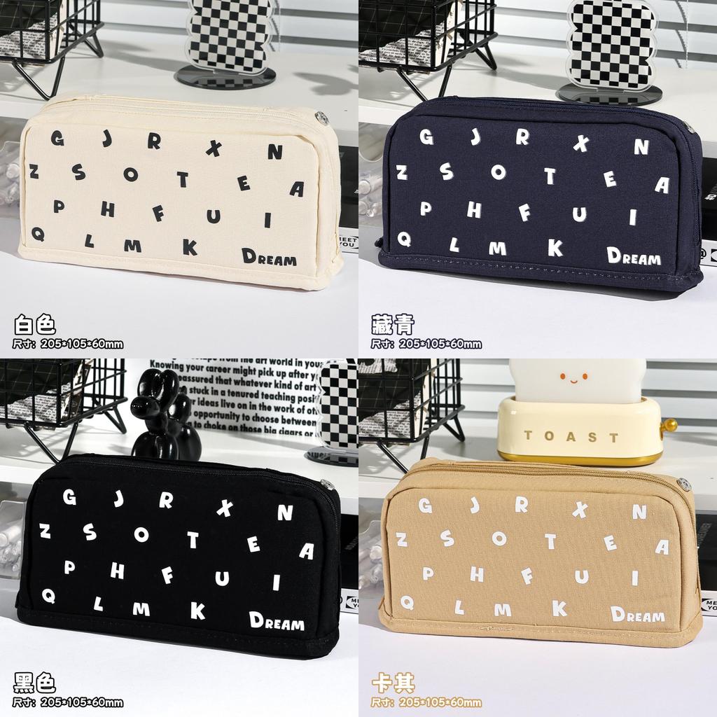 Multicolor Fabric Letter Star Shape Pen Case With Large Capacity For Students And Office Use