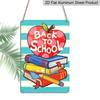 2D Flat, 1pc Cute "Back To School" Metal Wall Art Sign with Apple & Book Stack - 8*12 Inch Aluminium Rustic Classroom Decor, Colorful Cartoon Style