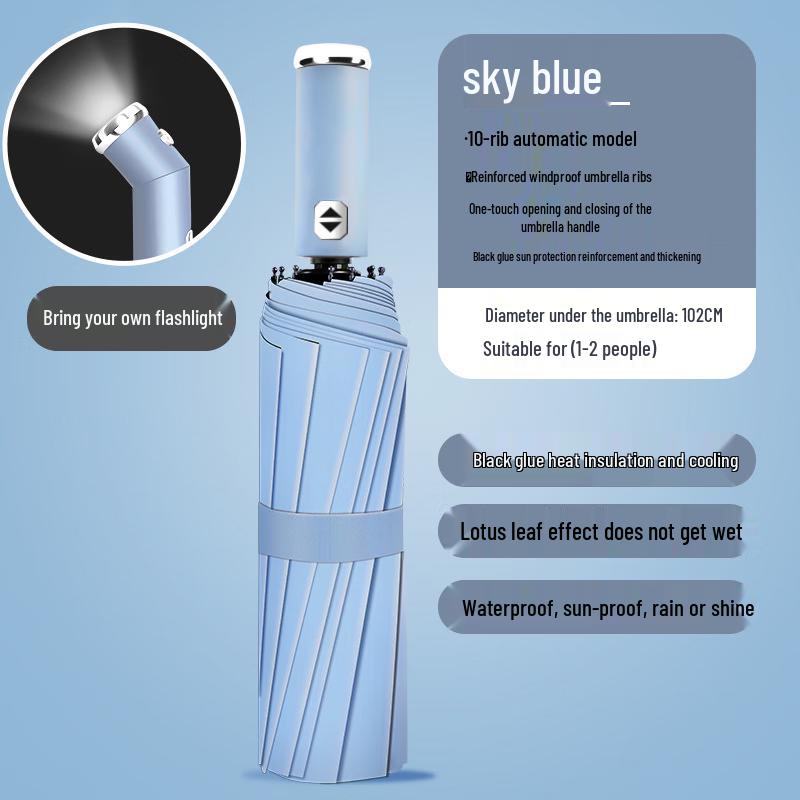Автоматический складной светодиодный фонарик-зонт Sanhe 10-Rib Rotating LED Flashlight