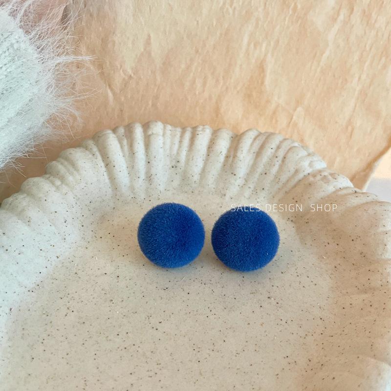 Bunte Beflockte Runde Französische Steckerohrringe - High-End Mode, Luxuriöser und Vielseitiger Damenschmuck