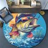 Bass Fish Round Area Rug,Carpet Rug for Living Room Bedroom Sofa Playroom Decor,Non-slip Floor Mat