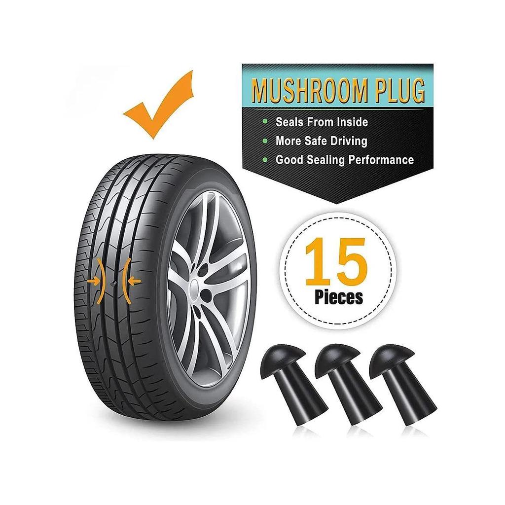 Mushroom Plugs for Tyre Kit | (Mini PK + 15 Plugs) | Spare Rubber Plugs for Car & Motorcycle Tyres | Durable, Leak-Proof Seal