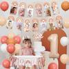 Boho Rainbow 1st Birthday Decorations for Girl, Isn’t She Lovely Isn't She Onederful Backdrop Cake Topper Apricot Pink Balloon Garland Arch Kit