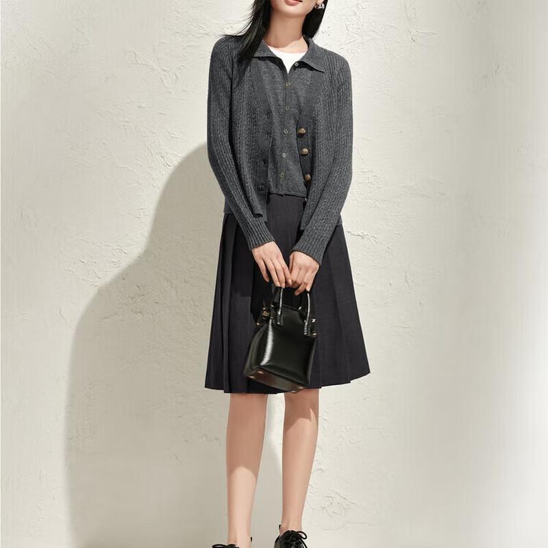 JUZI ANNACAU Smart Commuter Gray Faux Two-Piece Knitted Sweater