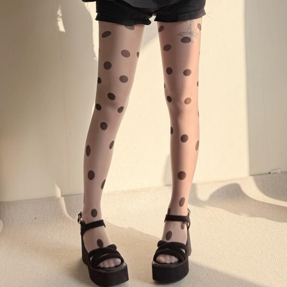 Seamless Large Dot Pantyhose Elastic Y2K Retro Silk Stockings Sweet Polka Dot Stockings Party