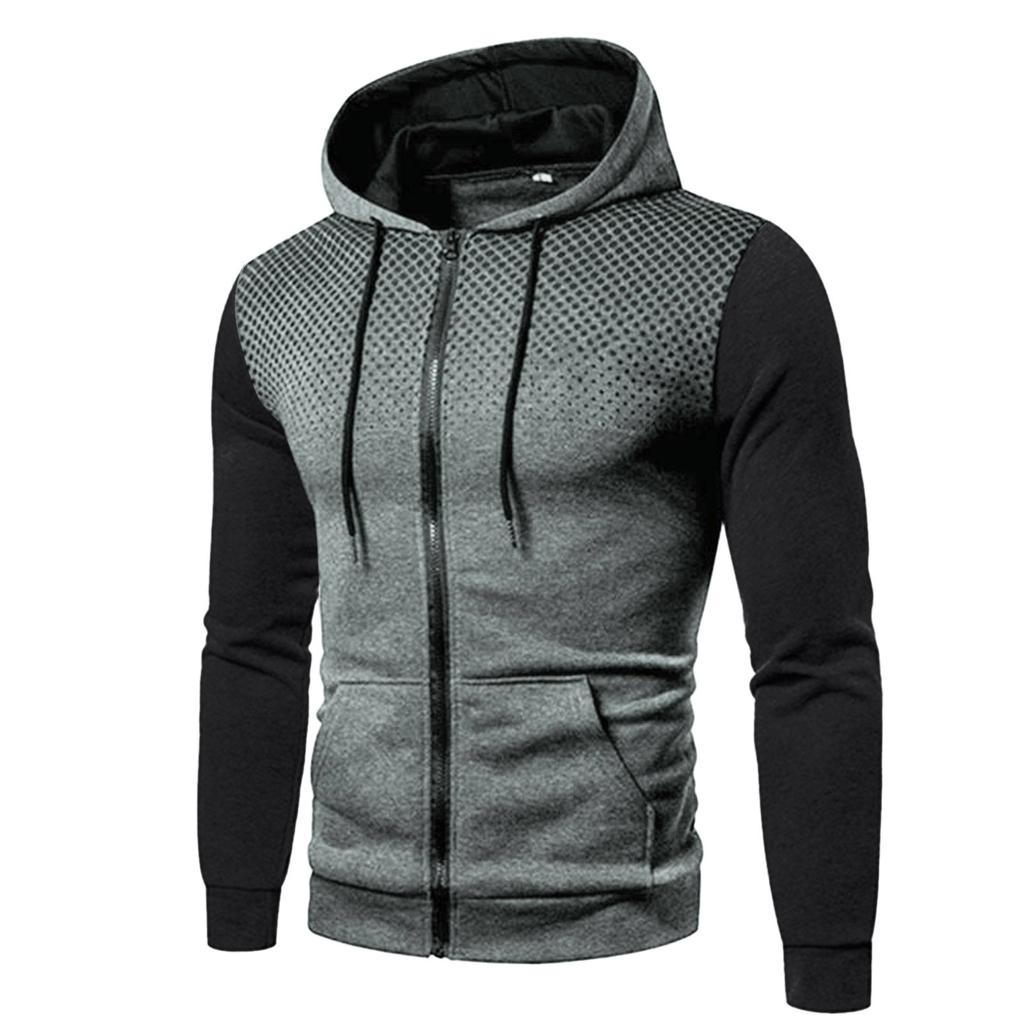 Herren-Cardigan-Hoodie für Herbst und Winter, gepunkteter Jugendmantel, gebürstetes Fleece