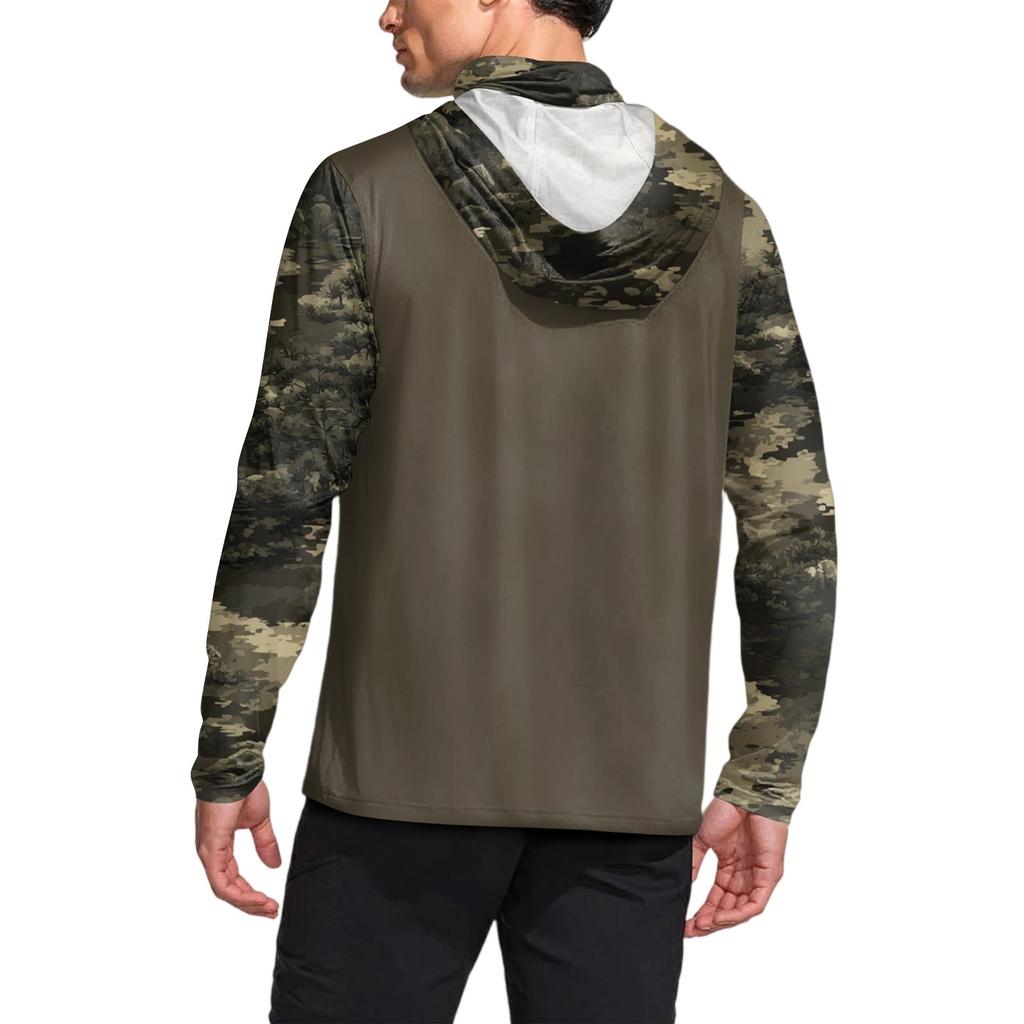 Men's Shirt With Mask Lightweight Long Sleeve Hooded Hiking Fishing Performance
