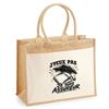 Jute Tote Bag with Pocket I Can't I'm an Insurer I Can't Minimalist | Jute and Cotton Canvas 21 L Flat Bottom Handles 65 Cm