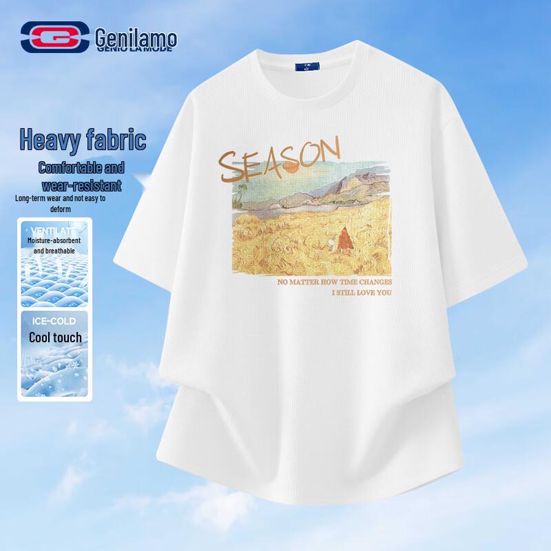GENIOLAMODE Men s Waffle Print Short Sleeve T-Shirt 3XL
