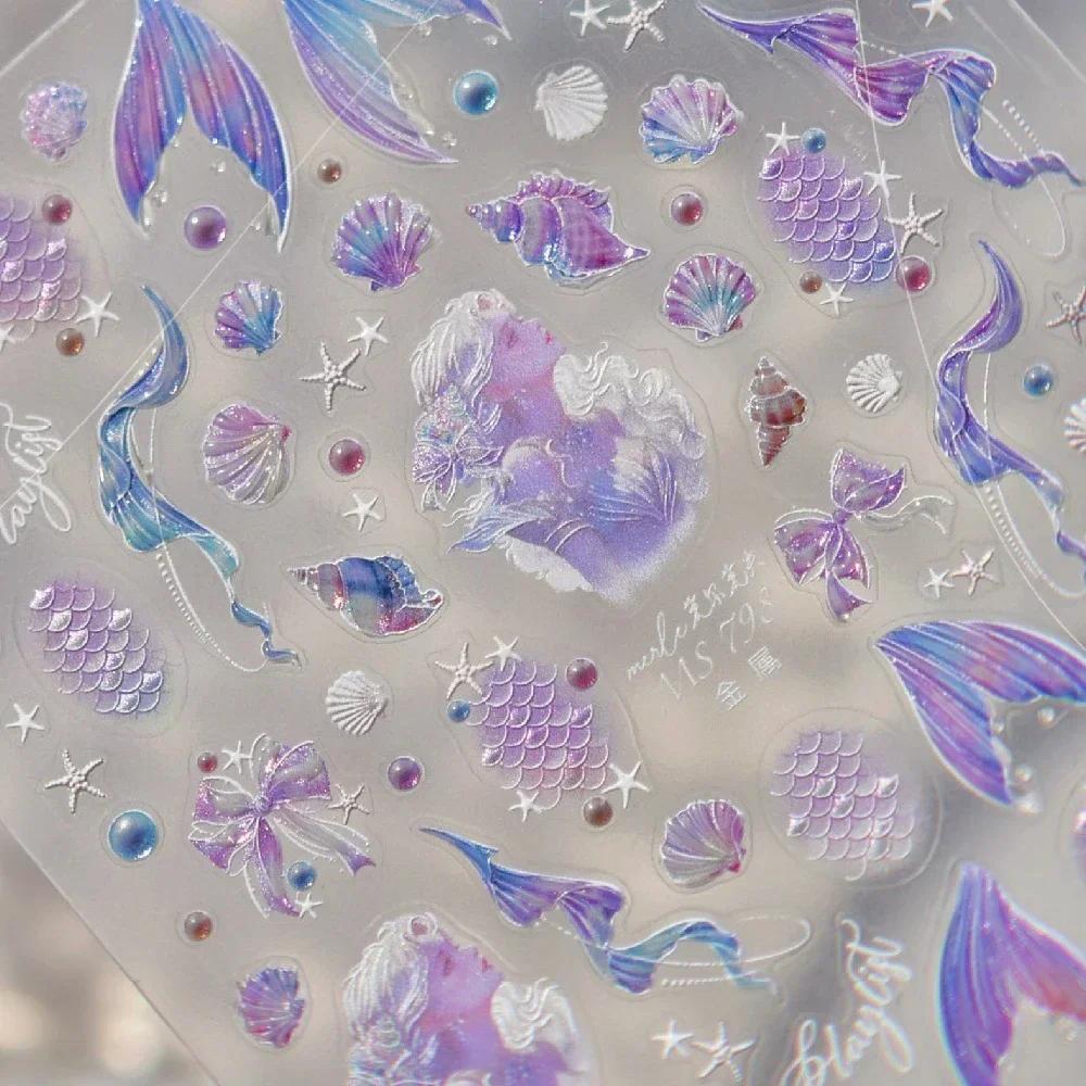Magical Blow Bubbles Goldfish Bunny Rabbit Cat Kitten Shape Shiny Dreamy Bubbles 5D Nail Art Decorations Sticker Manicure Decal