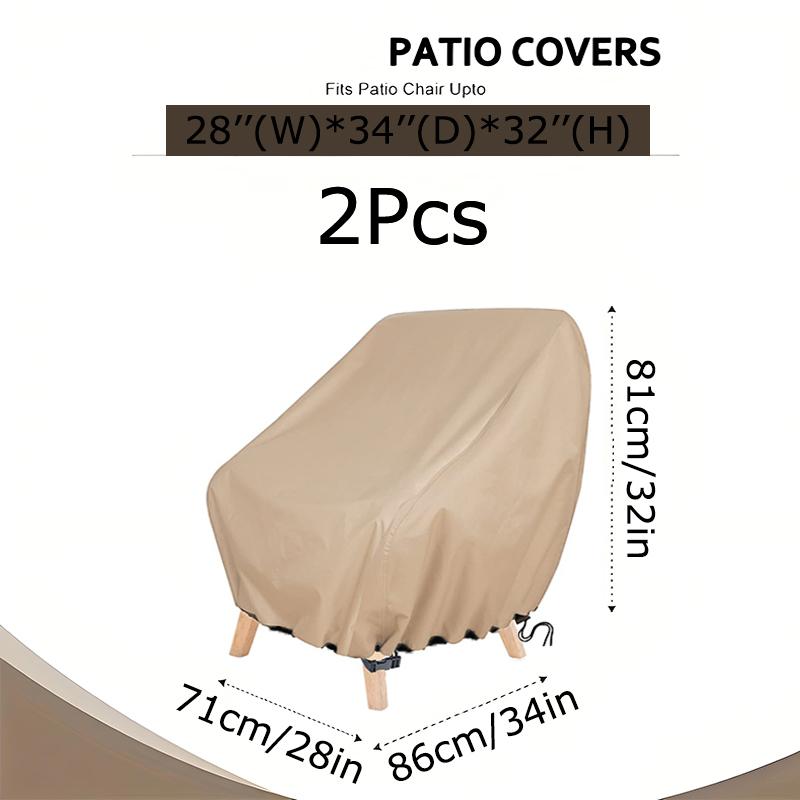 2PCS Outdoor Chair Protective Cover Oxford Cloth Chair Cover Khaki Waterproof Chair Covers 2-Pack Durable Outdoor Seat Protectors