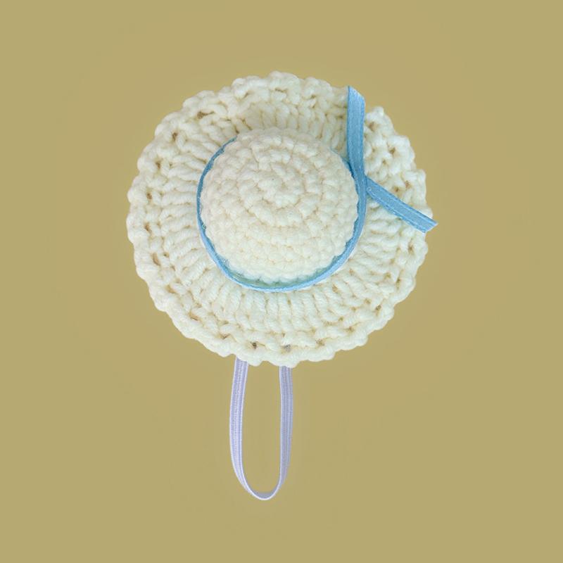 Doll Mini Knitted Woven Straw HatHat Simulation Handmade Hats Toys Doll Dress Up Accessories For Kids Pretend Play Toy