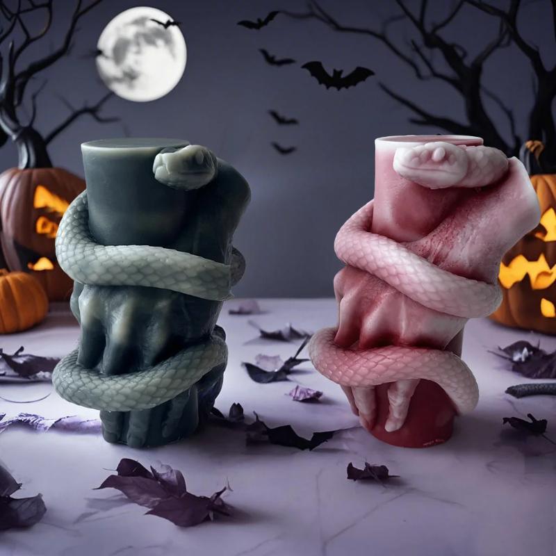 Snake Hand Wrap Halloween Candle Mold DIY Aroma Candle Plaster Ornament Silicone Molds Handmade Soy Wax Candle Making Supplies