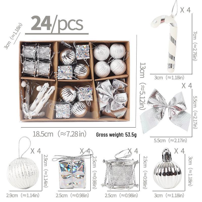 

Набор подарочных коробок из крафт-бумаги на Рождество: Включает Шары, Банты, Леденцы и Подвесные украшения Small Kraft Paper Gift Box 24PCS серебряный