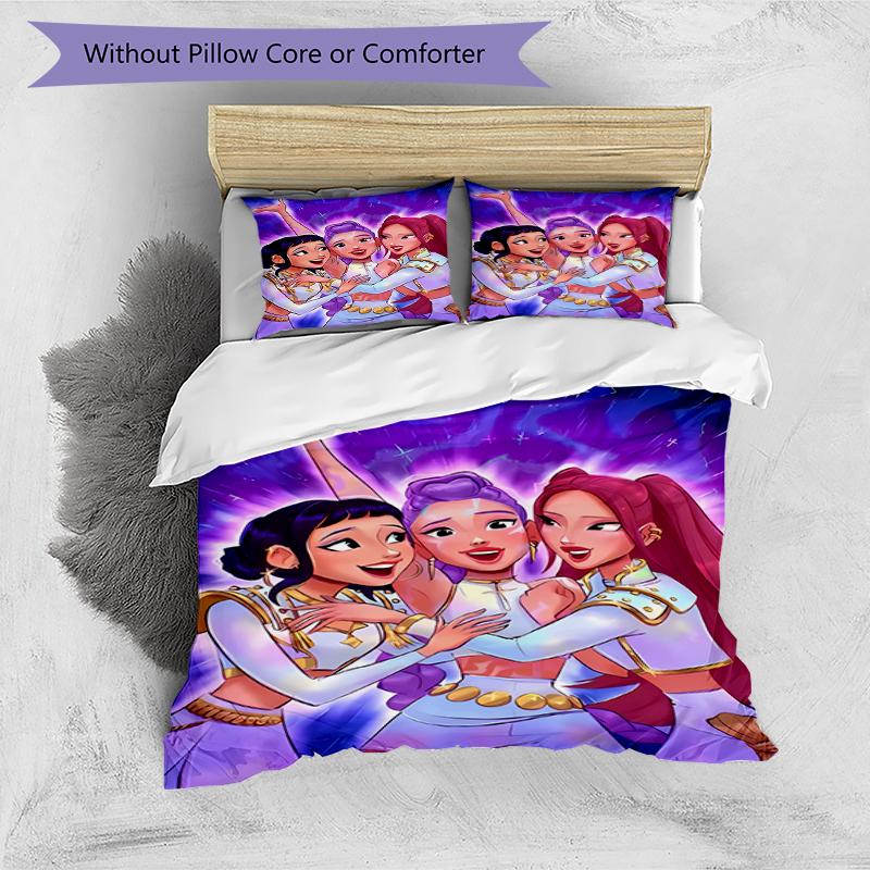 3pcs Kpop Hunter5 Pattern Bedding Set Duvet Cover Set Includes Duvet Cover &pillowcases, Perfect All Season Bedroom Decoration & Gift