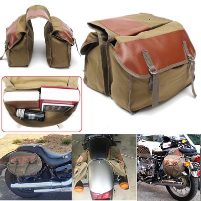 Canvas Motorcycle Saddle Bags Large Capacity Storage Space Equine Back Pack