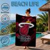 Miami-Heat Basketball Art Beach Towel, Microfiber Beach Towel, Perfect For Pool, Beach, Travel, Home Decor Beach Party Fan gifts