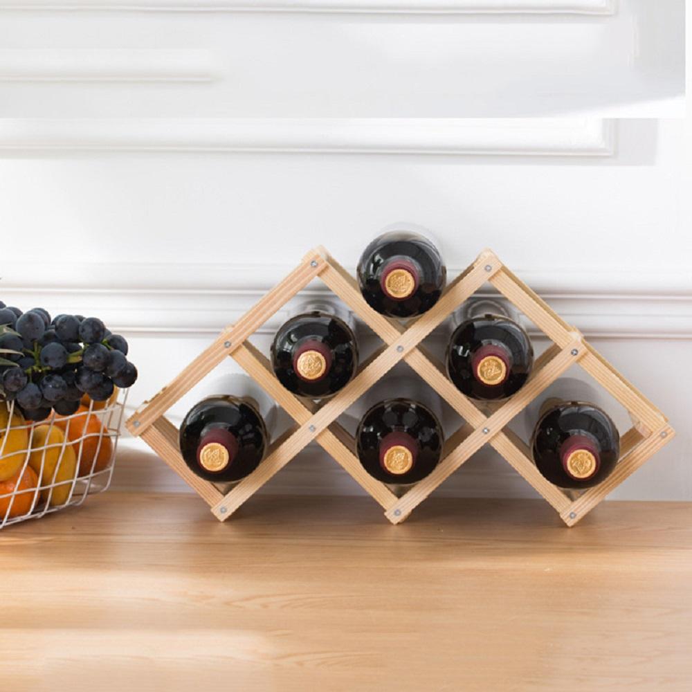Wooden Wine Rack Holders Folding Red Wine Bottle Display Storage Racks Cabinet Wine Bottle Organizer For Bar 3/6/10 Bottle