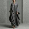 European and American Spring and Summer New Women's Clothing Long-sleeved V-neck Long Dress Pullover Loose Dress Holiday Style