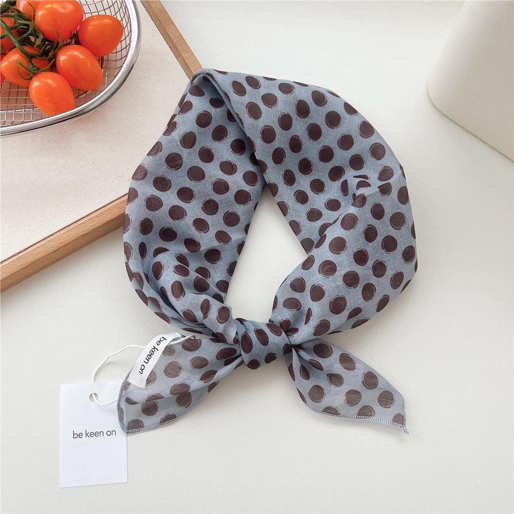 55 Polka Dot Silk Scarf: Spring Summer Korean Fashion Headscarf & Decorative Hairband for Women