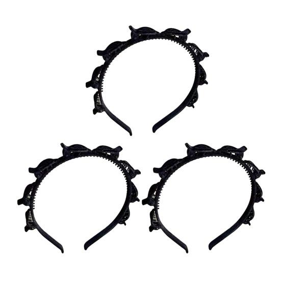 3 stk Flettet Hårbånd med 8 Klemmer Hver Fler-tann Lagdelt Design Hårbøyle Kvinner Jenter Enkel Styling Hårtilbehør