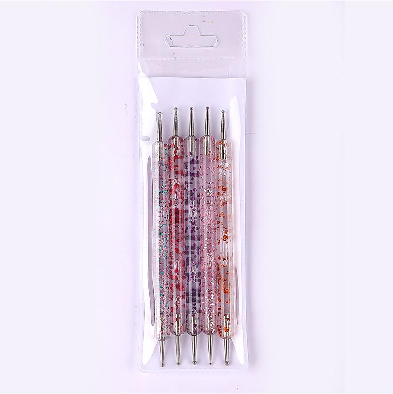 Colorful Crystal Double-Ended Rhinestone Picker Pen 5-Piece Set
