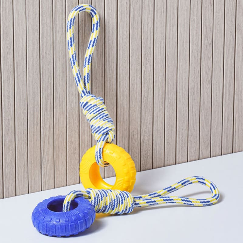 [Pet] Yellow Blue Round Rope Ball
