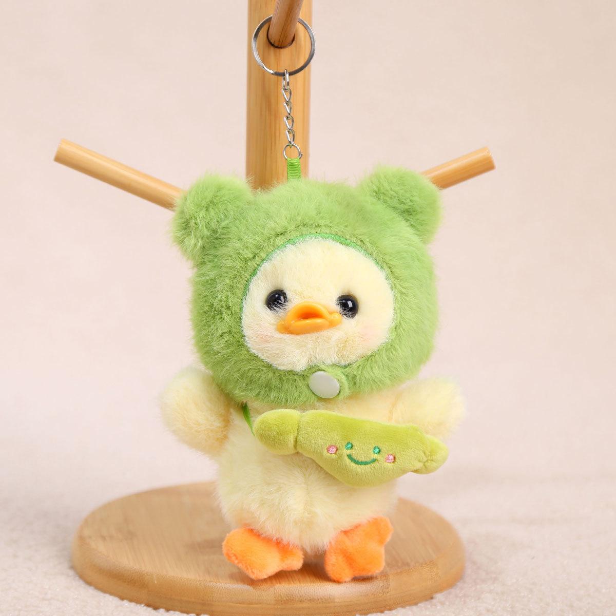 

Cute outing duck doll pendant keychain small doll plush toy girls bag pendant rag doll Approx. 14cm/52g