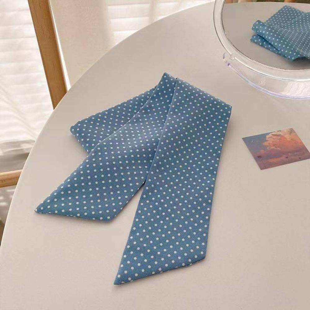 

Fashion Light Blue Series Polka Dot Hair Band Flower Plaid Thin Head Band Plaid Pattern Plaid Neckerchief Hair Accessories
