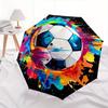 Soccer Ball Artwork Automatic Folding Umbrella  Simple Eight Rib Design, Bright Color Pattern, Durable Iron Frame, Ideal for Travel and Outd