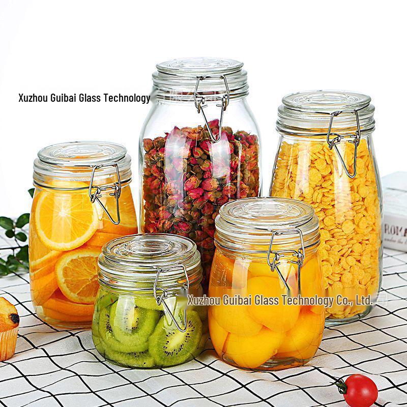 Small Capacity Snap Lid Glass Storage Jar for Dried Fruit & Tea