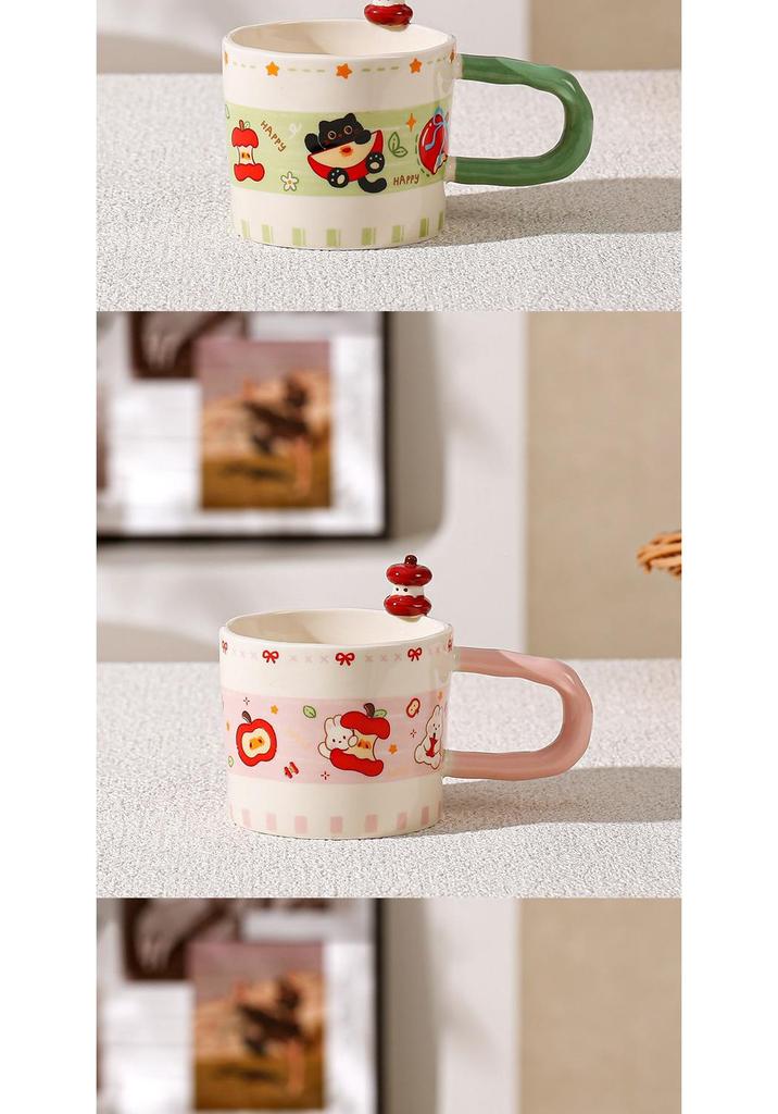 Sweet Apple Ceramic Mug Set - Cute Office Desktop Souvenir & Birthday Gift