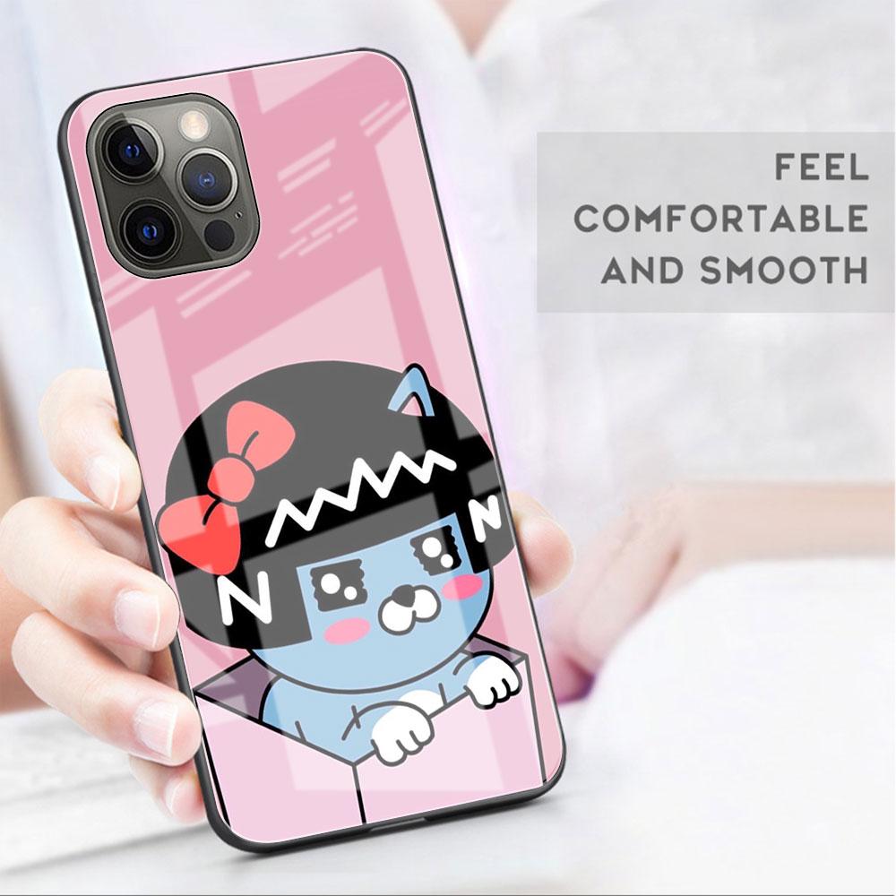 Glashülle für Apple iPhone 14 13 Pro 11 12 7 8 Plus SE 2022 XR X XS Max 6 6S gehärtete Telefonabdeckung Kakao Friends