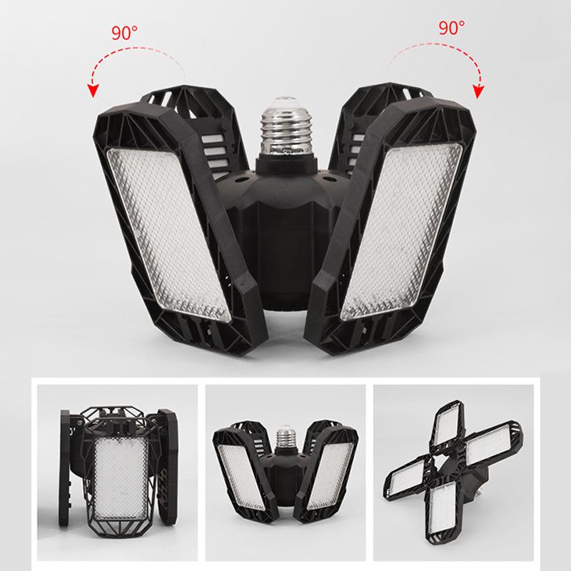 High Power 4 Blade Fan Light Indoor 80W 110-240V Black Plastic Coated Aluminum Foldable LED Fan Blade