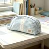 Large Capacity Polka Dot Pencil Pouch Plaid Pattern Portable Stationery Storage Bag for Back To School