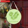 2D Flat 20*20cm1pc St.Patrick's Day Green Three-leaf Love Heart Shape Round Door Pendant, St.Patrick'sDay Simple Style Hanging Wooden Sign Suitable
