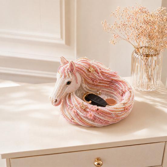 Beaded Horse Kit, DIY 3D Beaded Animal Tray Craft Kit with Colorful Horse Beads, Jewelry Organizer for Keys Coins Storage And Decorative Home Accent
