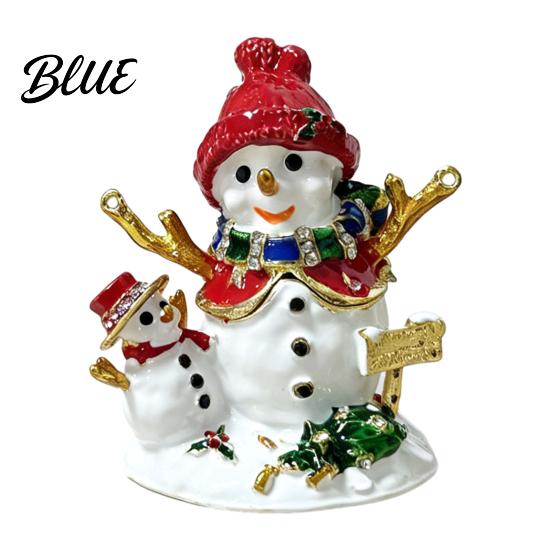 Small Jewelry Organizer for Earrings Christmas Theme Box with Magnetic Hinge Alloy Enamel Vintage Decorative Case Rhinestones Style Organizer,