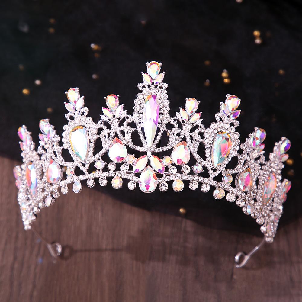 DIEZI 10 Colors Luxury Girls Water Drop Crystal Tiara For Women Wedding Party Elegant Bridal Rhinestone Crown Hair Accessories
