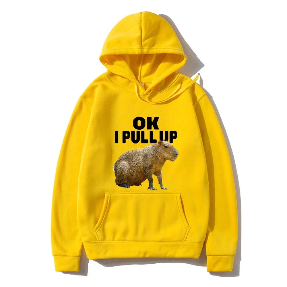

Ok I Pull Up Капибара Толстовки с графическим принтом Унисекс Модные повседневные толстовки унисекс Толстовки Готические пуловеры Уличная одежда в стиле Харадзюку XL