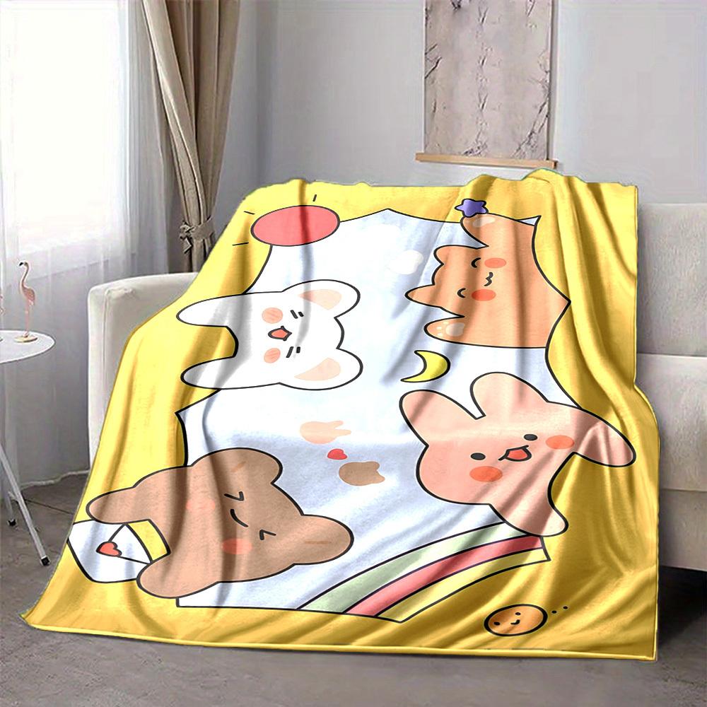 1pc Cute Animal Print Blanket Warm, Cozy, And Soft, Suitable for Sofas, Beds, Cars, And Office Use.Perfect for Camping And Travel, Making It a Great G