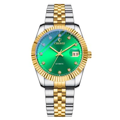 Men's Automatic Stainless Steel Waterproof Watch with Diamonds, Analog Display, Calendar, Simple Casual Business Fashion Accessory - Perfect Gift for