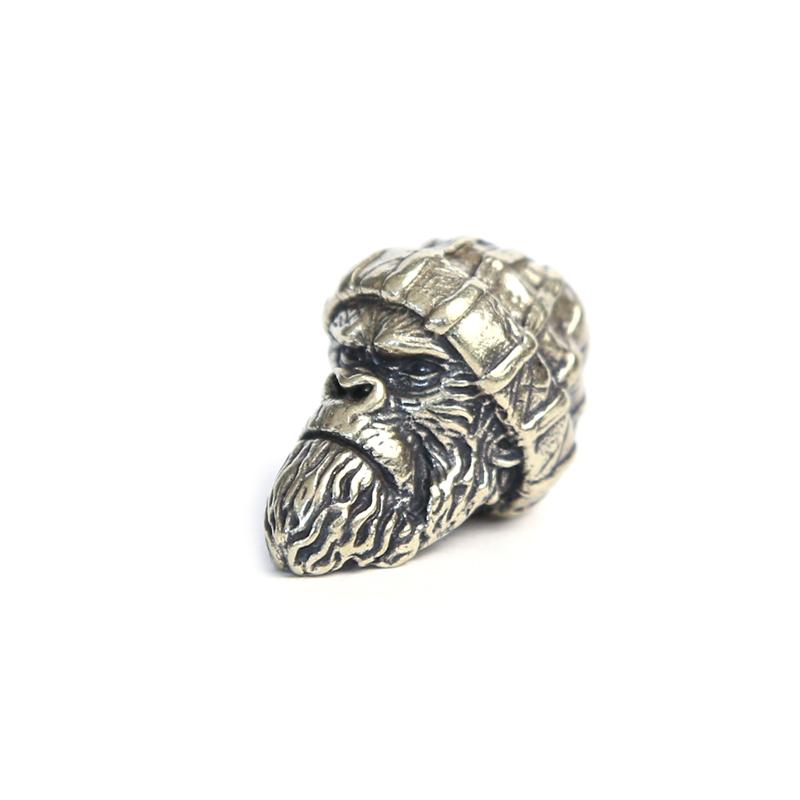 Woolen Hat Gorilla Head Sculpture White Brass Knife Beads Orangutan EDC DIY Woven Paracord Lanyard Charms Pendants Accessories
