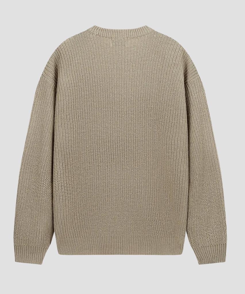 AGOD Crew Neck Ribbed Oversized Hazzi Knit [Beige]