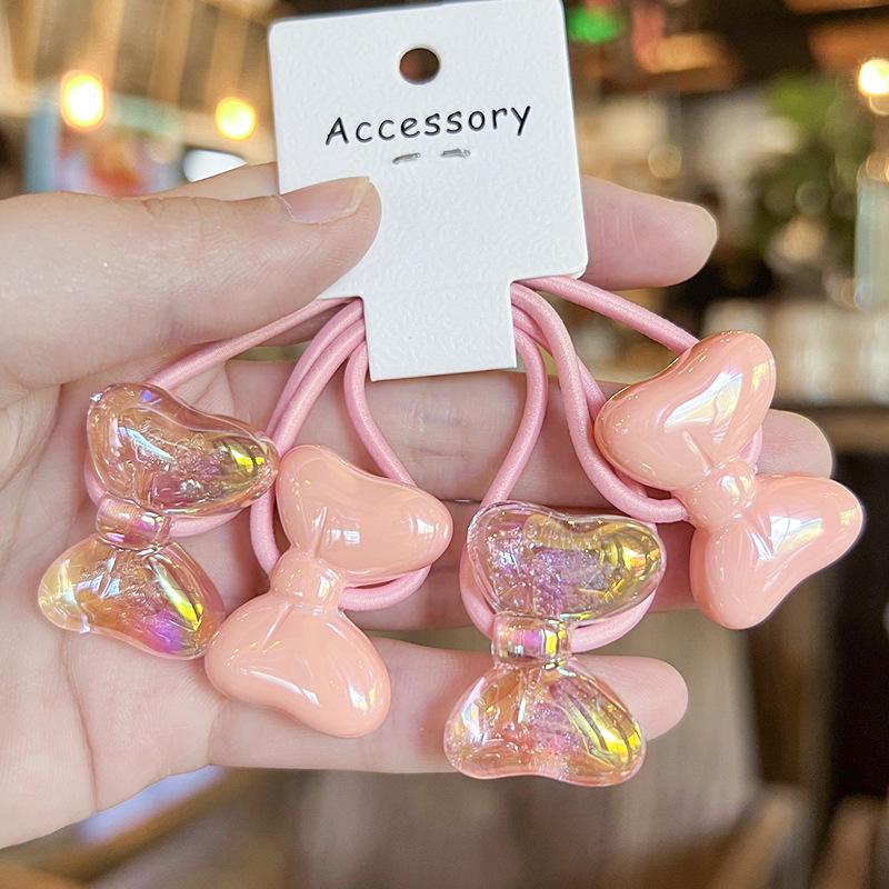 2 Stück/Set Kinder Cartoon Hase Elastische Haargummis Glitzer Blume Haargummi für Mädchen Niedliches Haarband Kinder Haaraccessoire