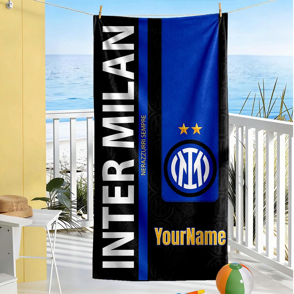 Inter Milan Personalized Name Beach Towel Quick-Dry Soft Microfiber Portable for SwimmingBeachCamping Travel Beach AccessoriesGym