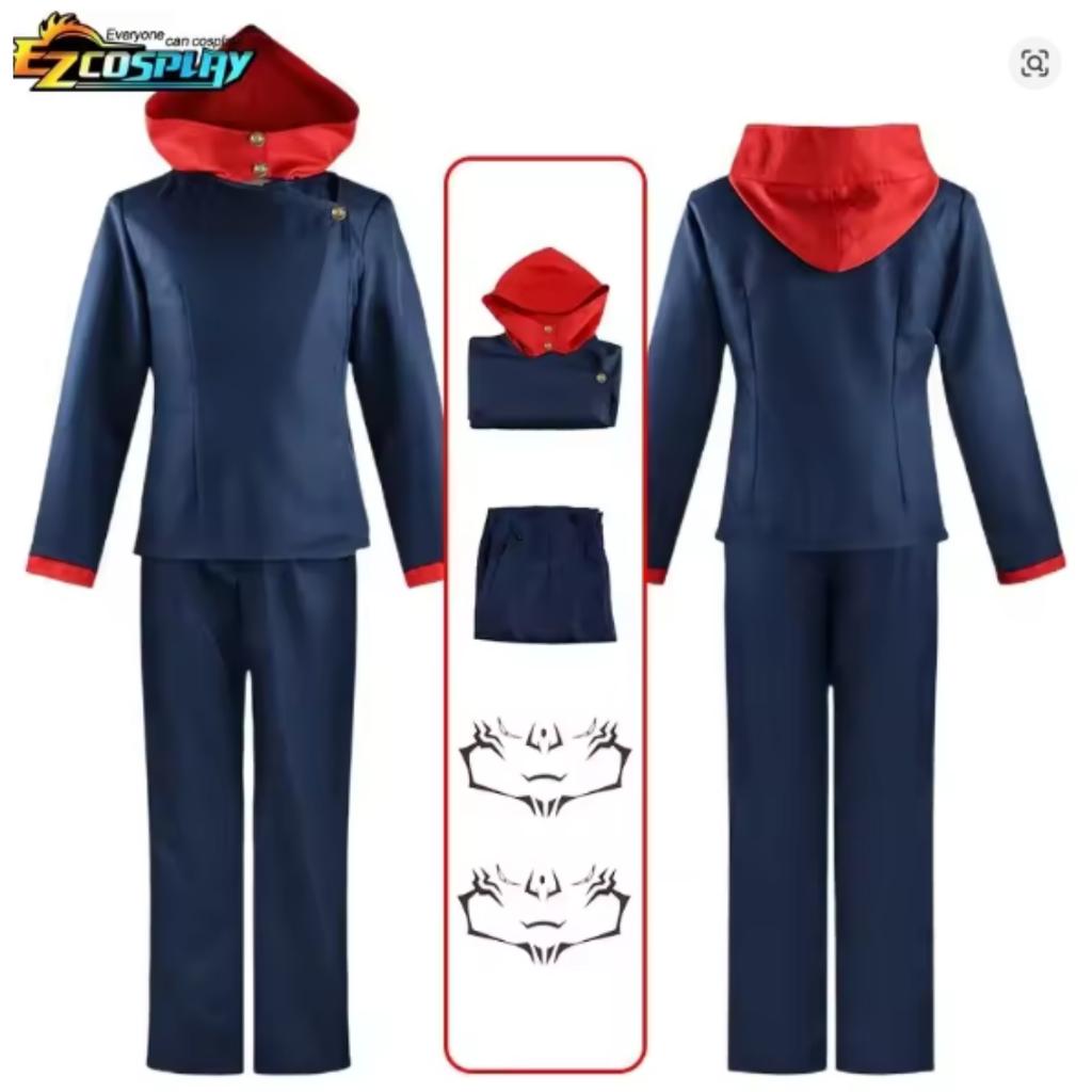Anime Tokyo Itadori Yuji Cosplay Costume with Hooded Pants For Halloween Outfit School Carnival Uniform