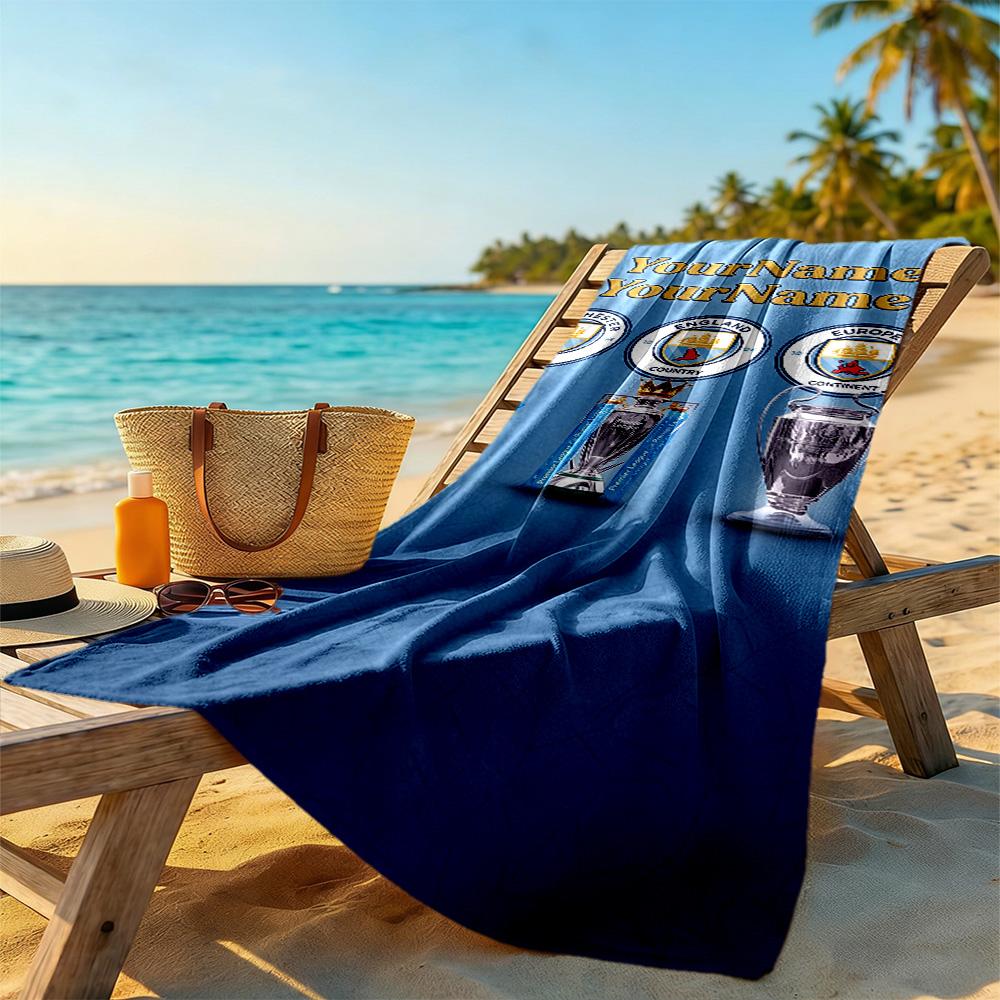 Manchester City Customizable Name Beach Towel Super Soft Microfiber Quickdry Fabric