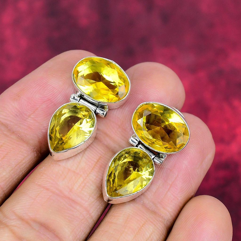 Lemon Topaz Earrings Gemstone Jewelry, 925 Solid Sterling Silver Handmade Earrings, Latest Design Jewelry